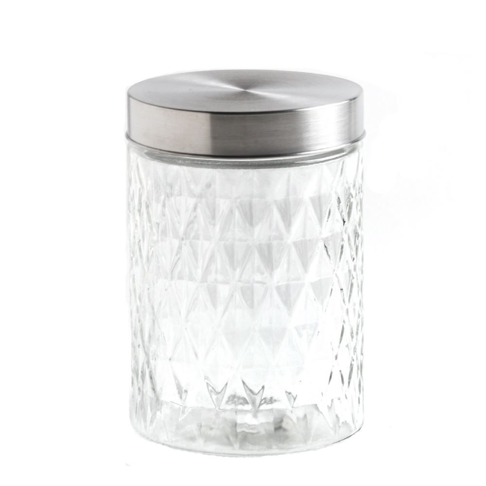 Pote De Vidro Redondo Com Tampa Havan Casa 1,2 Litros - Transparente e Prata