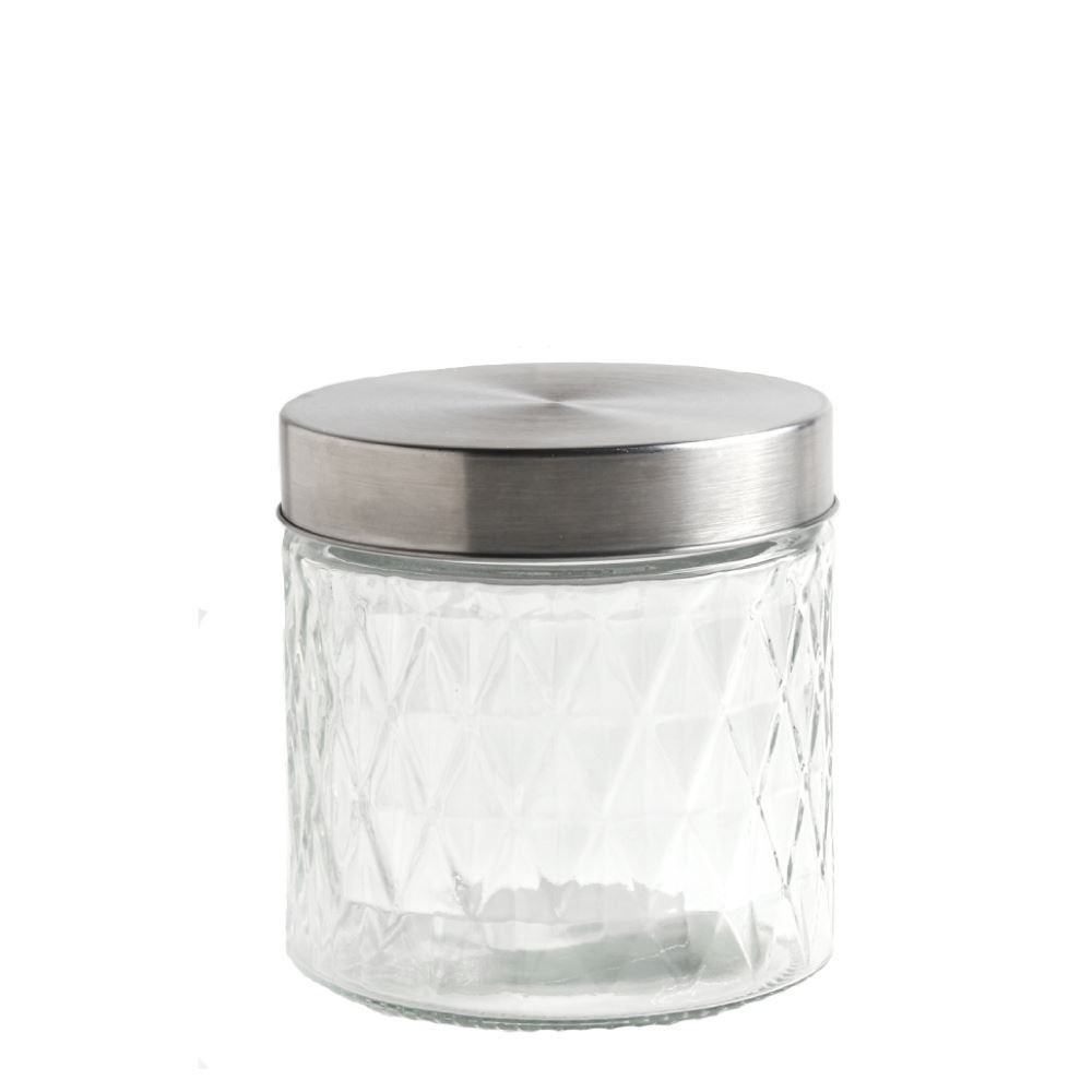 Pote De Vidro Redondo Com Tampa Havan Casa 800Ml - Transparente e Prata