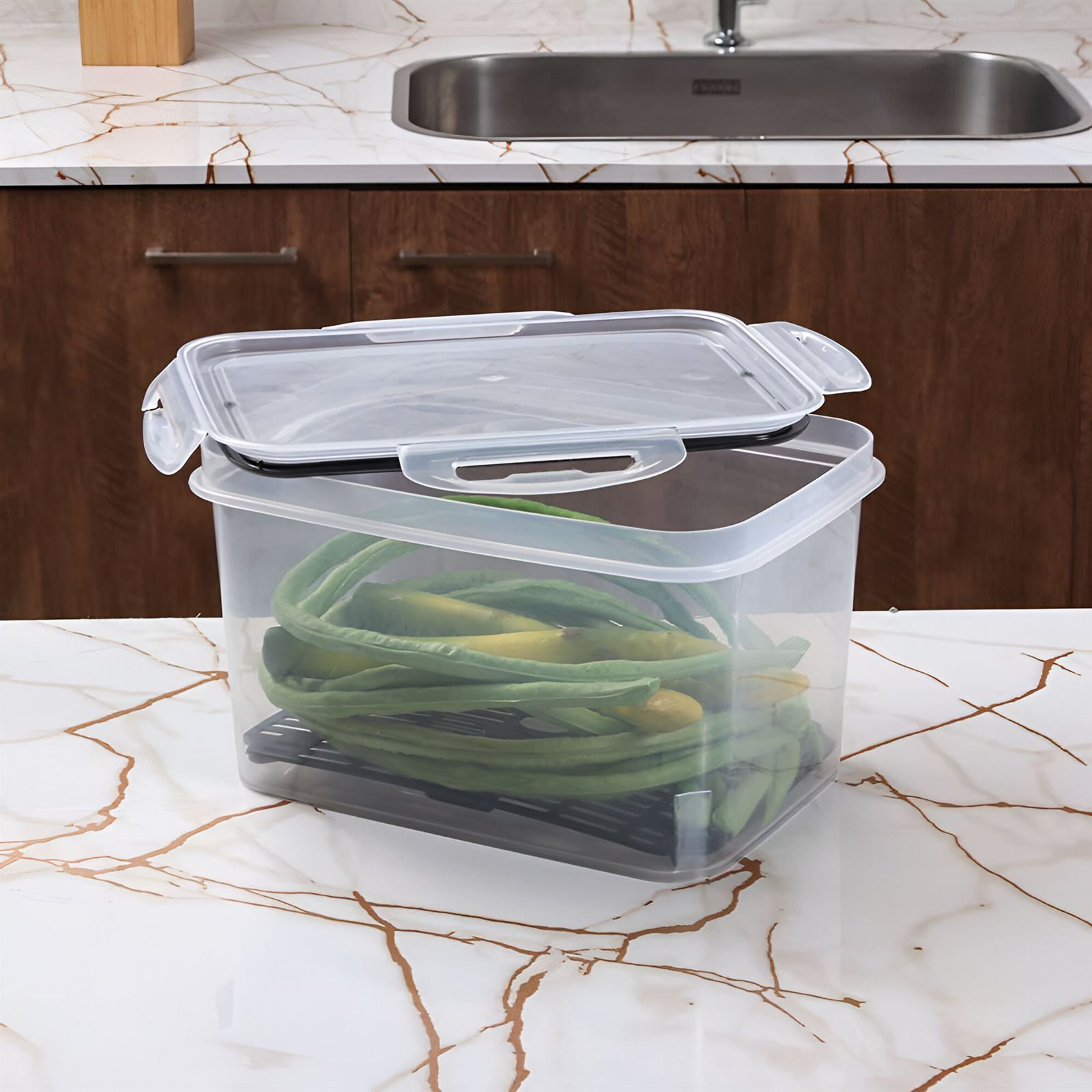 Pote Hermético Com Escorredor Trava Mais 4 Litros - Transparente