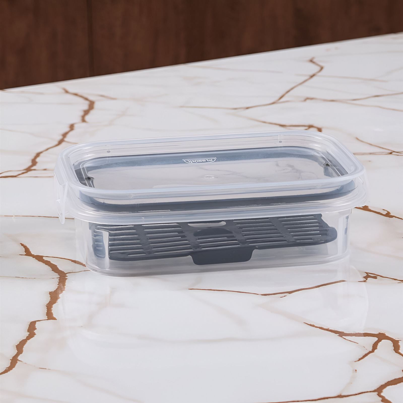 Pote Hermético Com Escorredor Trava Mais Plasútil 500Ml - Transparente