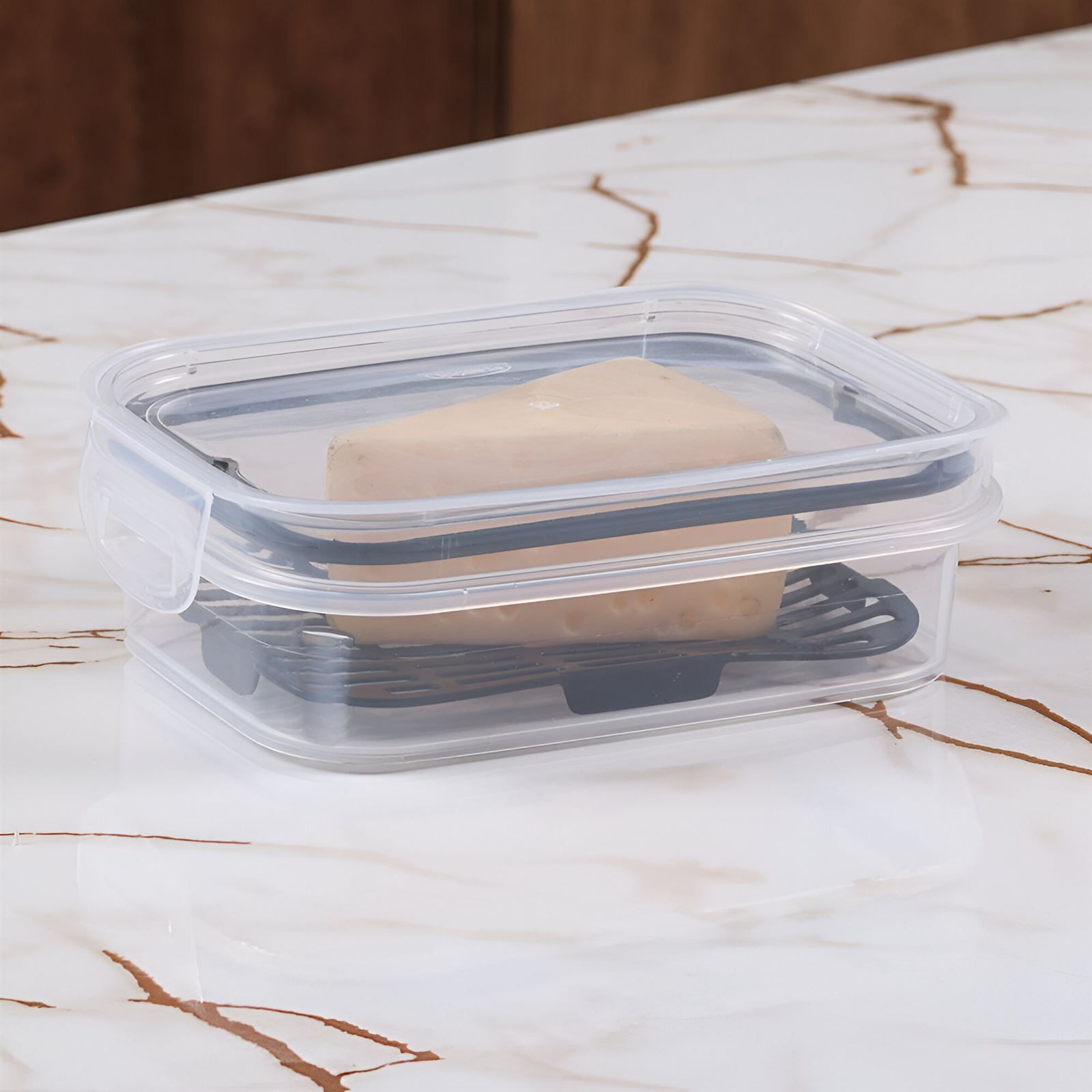 Pote Hermético Com Escorredor Trava Mais Plasútil 500Ml - Transparente