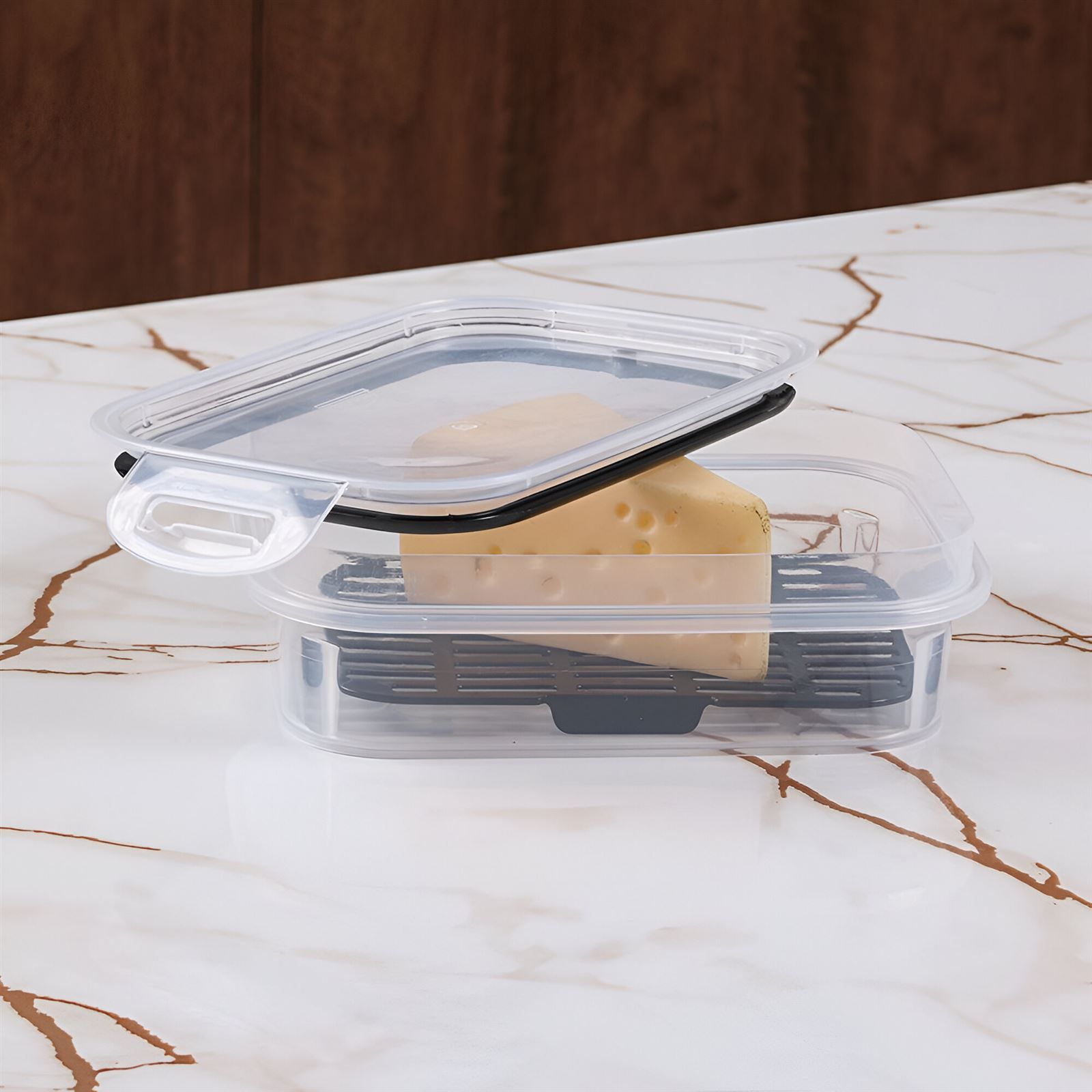 Pote Hermético Com Escorredor Trava Mais Plasútil 500Ml - Transparente