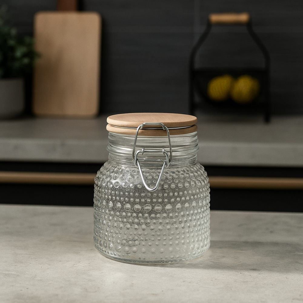 Pote Hermético Com Tampa De Bambu Havan Casa 600 Ml - Texturizado