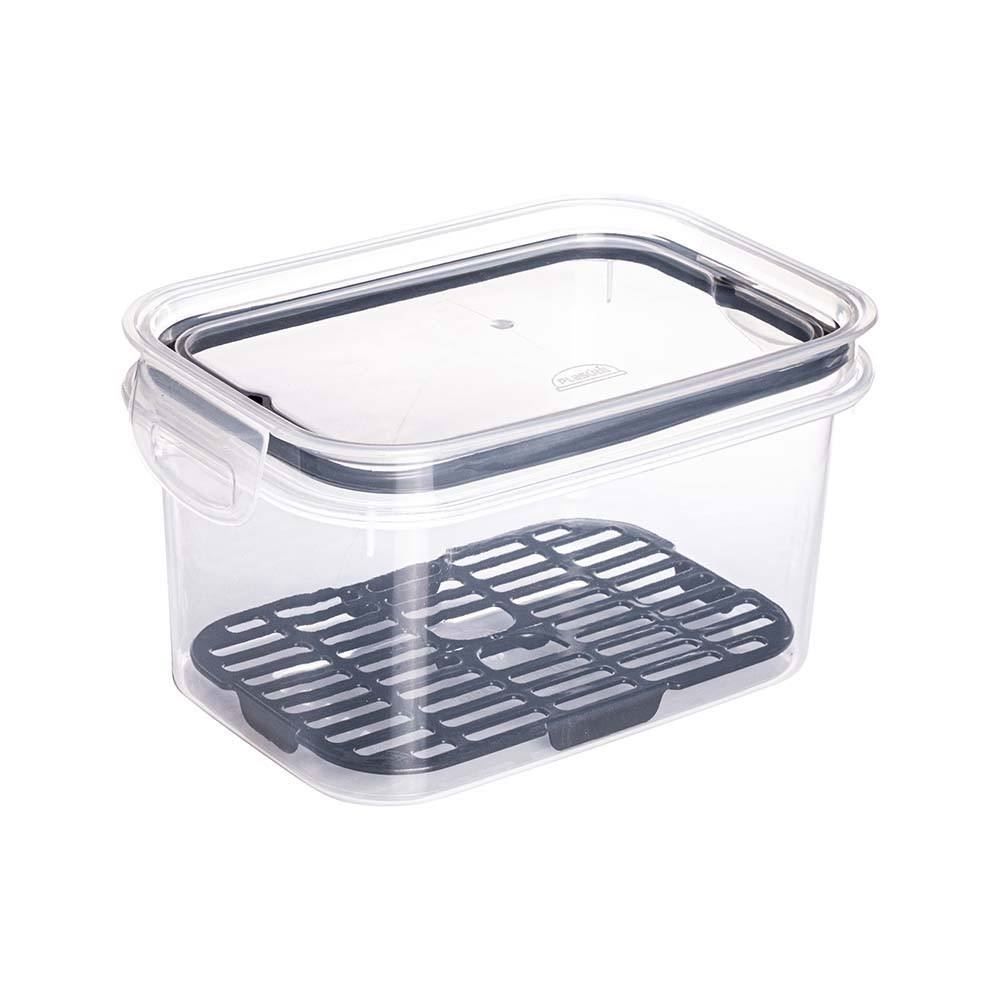 Pote Hermético De Plástico Com Escorredor Plasútil 1,2 Litros - Transparente