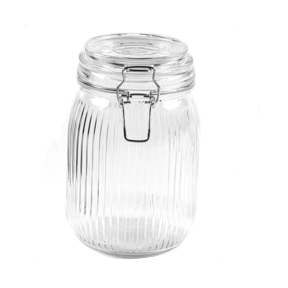 Pote Hermético De Vidro Canelado Havan Casa 1 Litro - Transparente