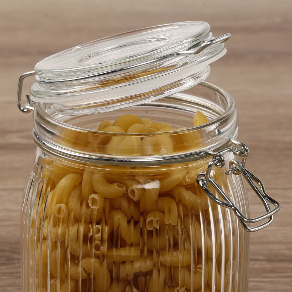 Pote Hermético De Vidro Canelado Havan Casa 1 Litro - Transparente