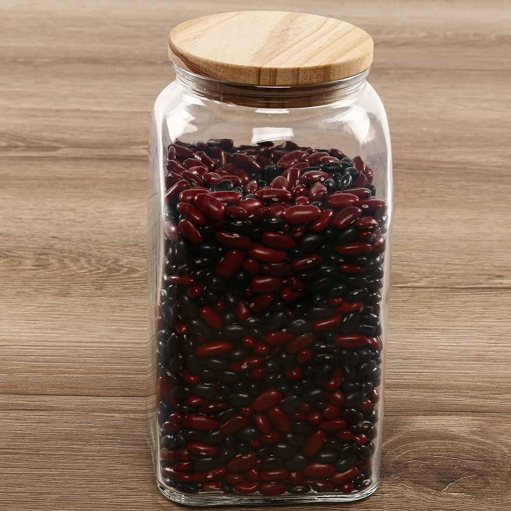 Pote Hermético De Vidro Com Tampa Lyor 1,4L - Transparente e Bambu