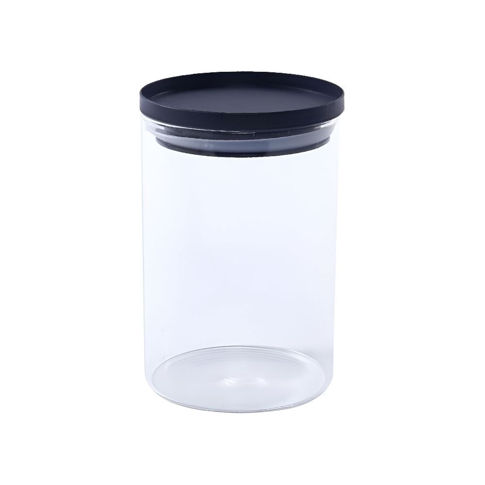 Pote Hermético Vidro Redondo Havan Casa 1 Litro - Preto e Transparente