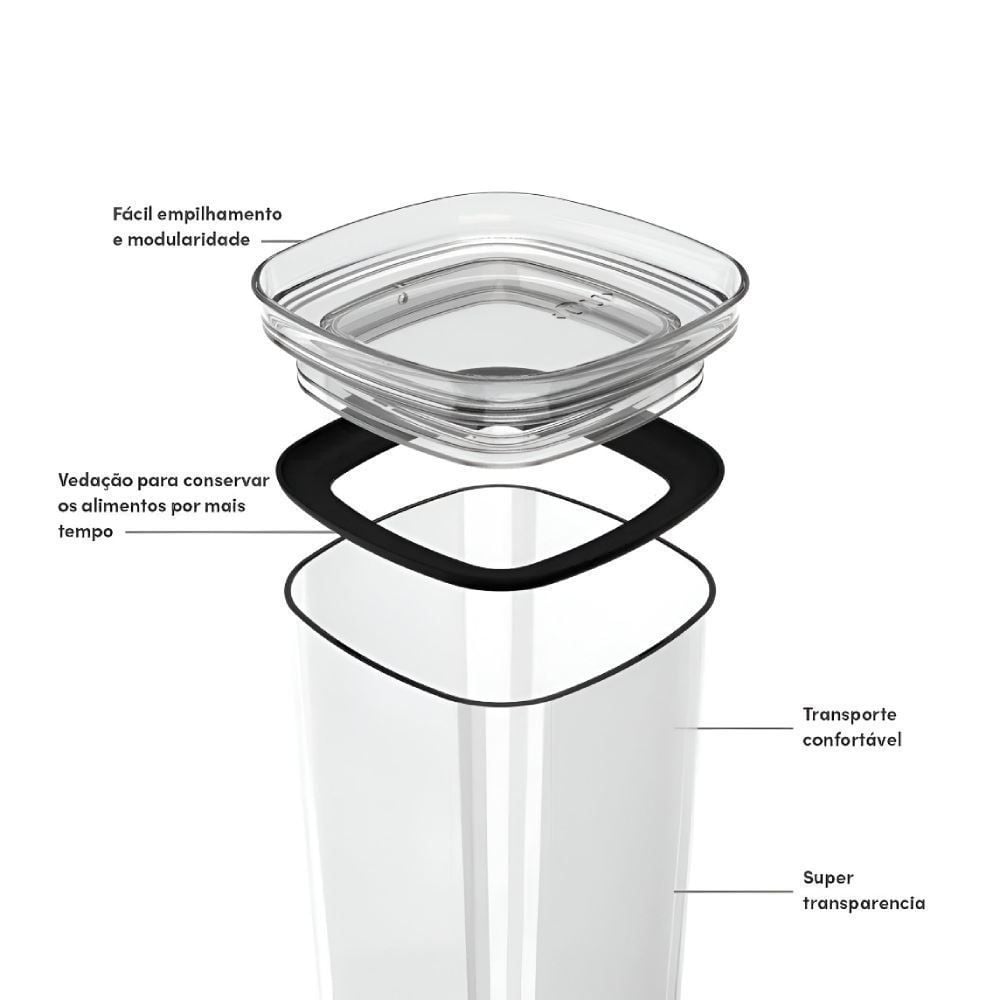 Pote Hermético Block Ou 1,5 Litros - Natural