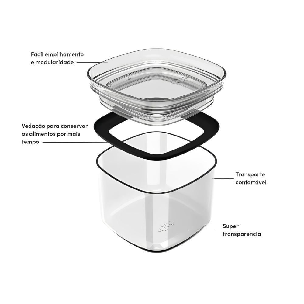 Pote Hermético Block Ou 450Ml - Natural