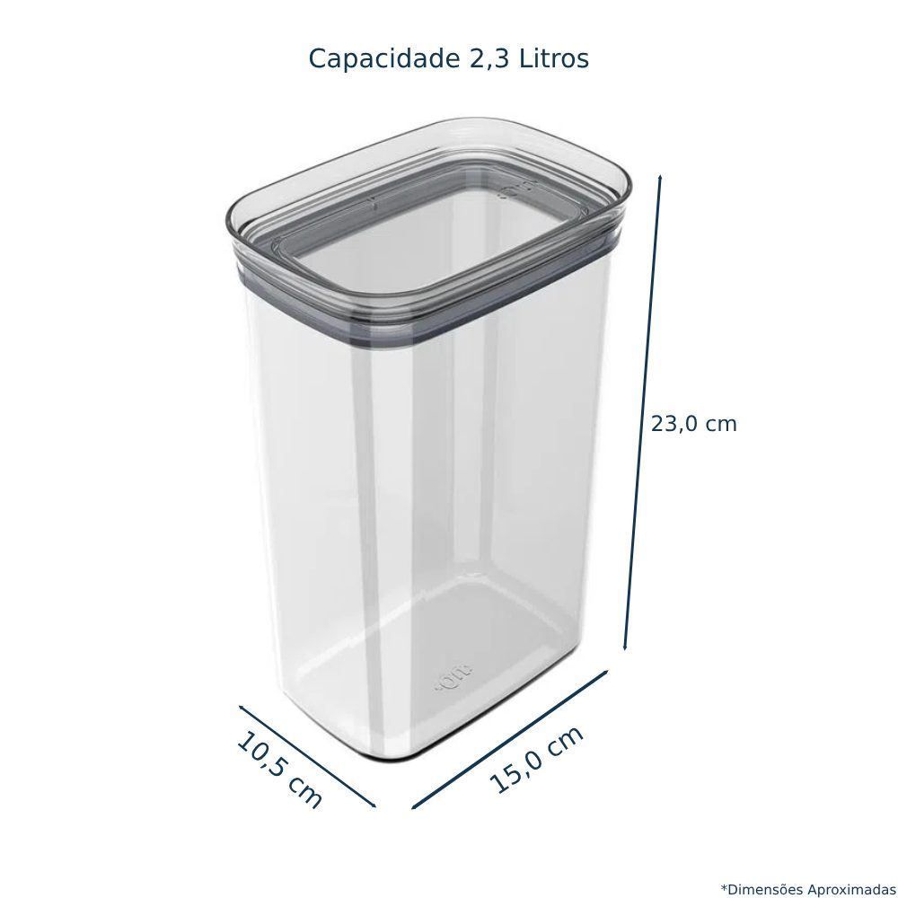Pote Hermético Retangular Block Ou 2,3 Litros - Natural