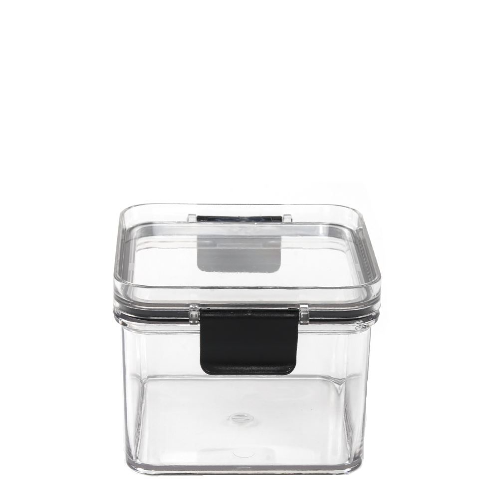 Pote Hermético Quadrado De Plástico Havan Casa 440Ml - Transparente e Preto