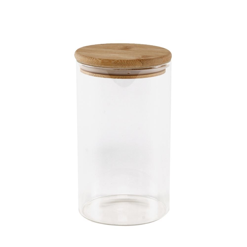 Pote Hermético Redondo Com Tampa Havan Casa 1,3L - Transparente e Bambu