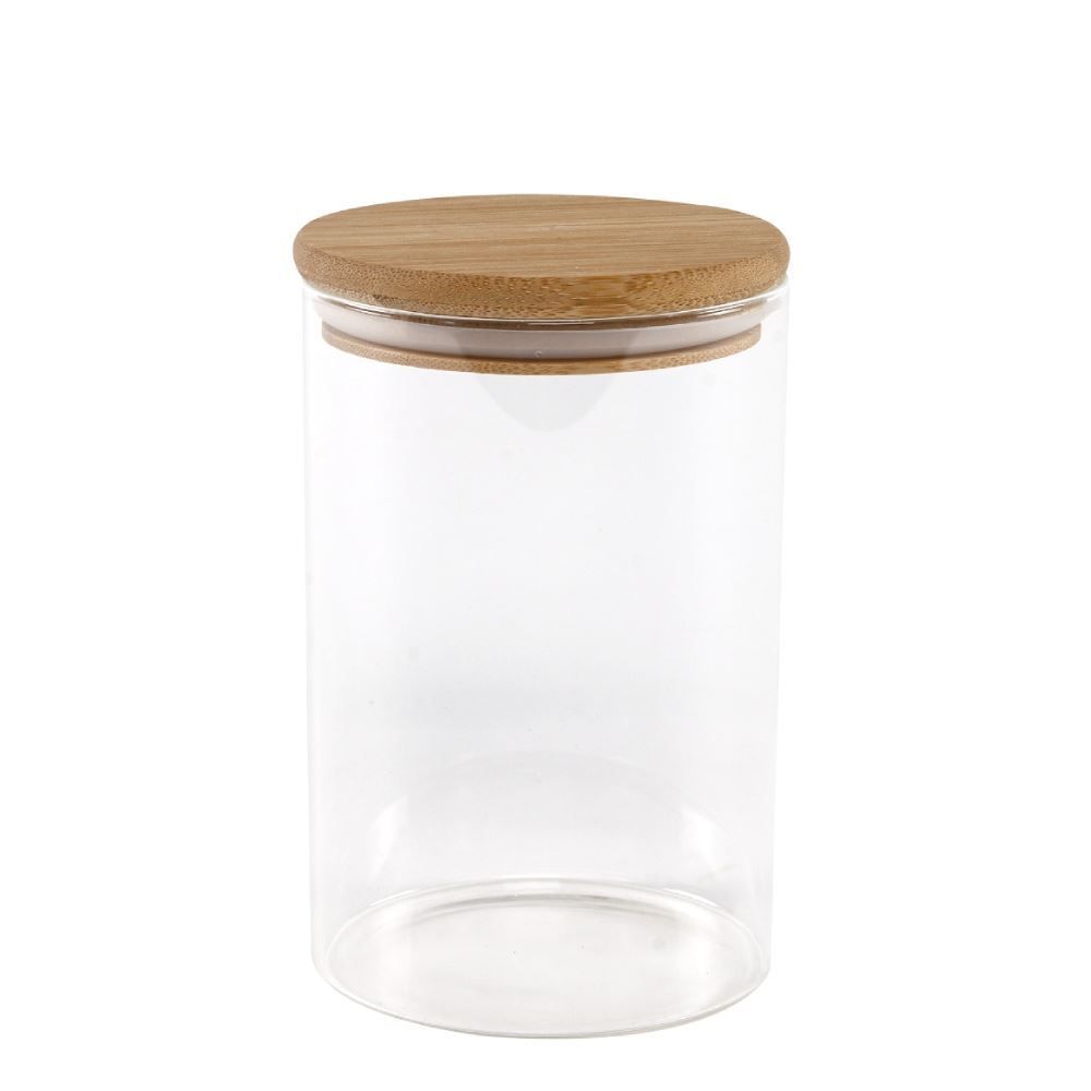 Pote Hermético Redondo Com Tampa Havan Casa 1,1L - Transparente e Bambu