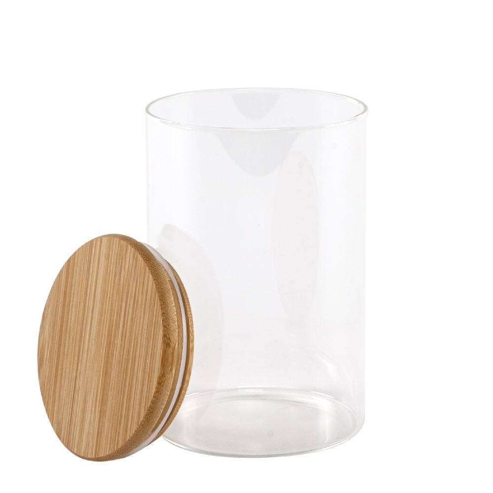 Pote Hermético Redondo Com Tampa Havan Casa 1,1L - Transparente e Bambu