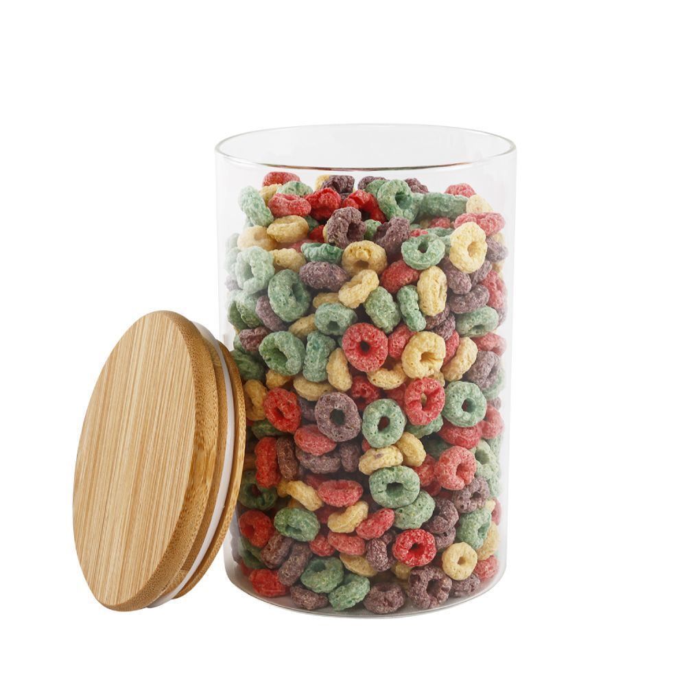 Pote Hermético Redondo Com Tampa Havan Casa 1,1L - Transparente e Bambu