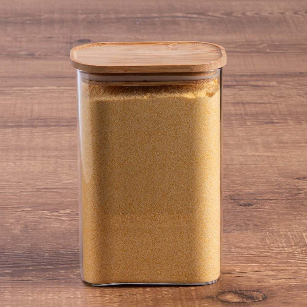 Pote Hermético Retangular Com Tampa Havan Casa 1,3 Litros - Bambu