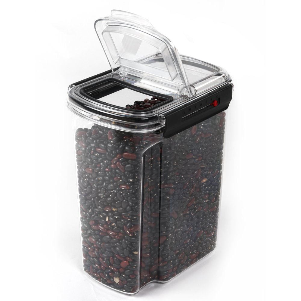 Pote Hermético Retangular De Plástico Havan Casa 4 Litros - Transparente e Preto