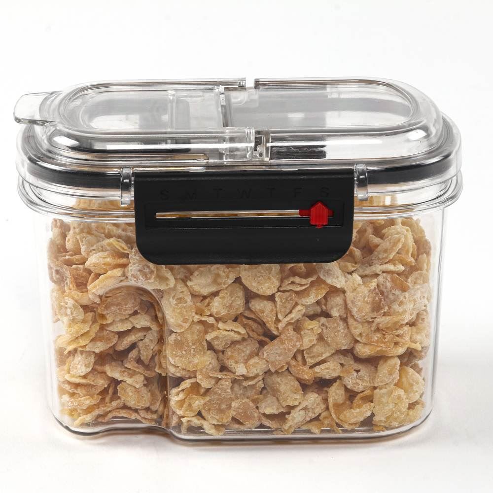 Pote Hermético Retangular De Plástico Havan Casa 670Ml - Transparente e Preto