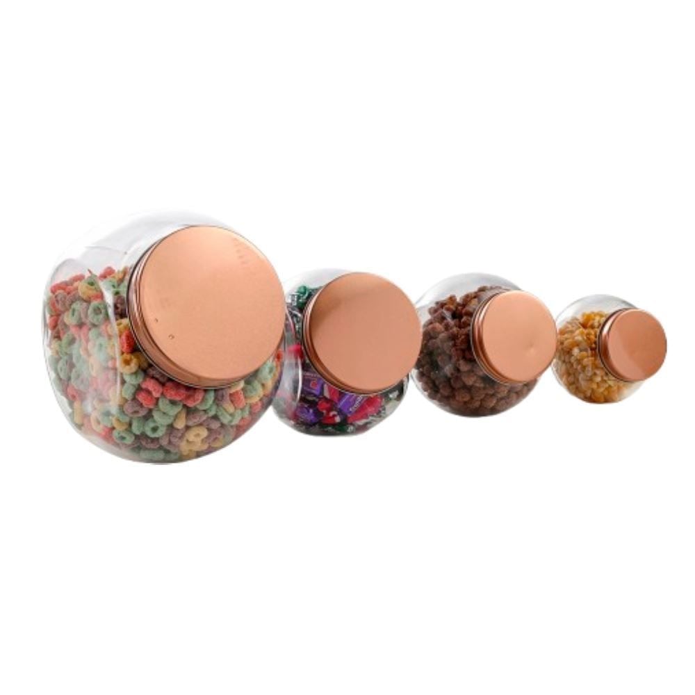 Jogo De Potes Herméticos Rose Gold Hauskraft - 4 Peças