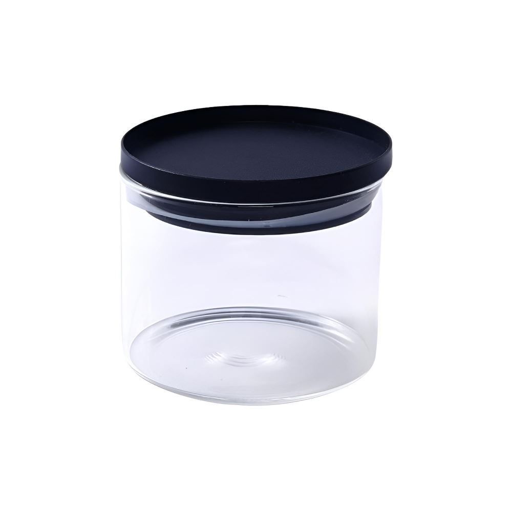 Pote Hermético Vidro Redondo Havan Casa 450Ml - Preto e Transparente