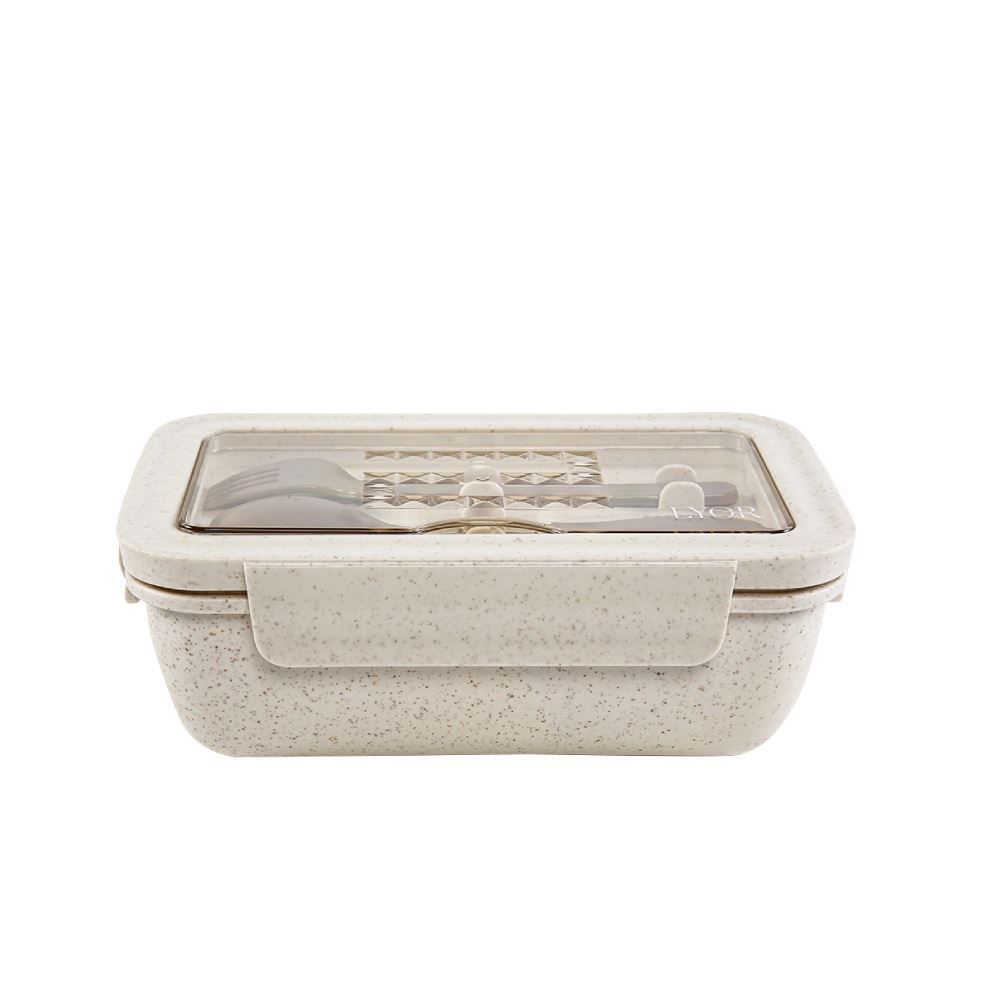 Pote Marmita Hermética Com Divisória E Talher Lyor 1,1L - Bambu