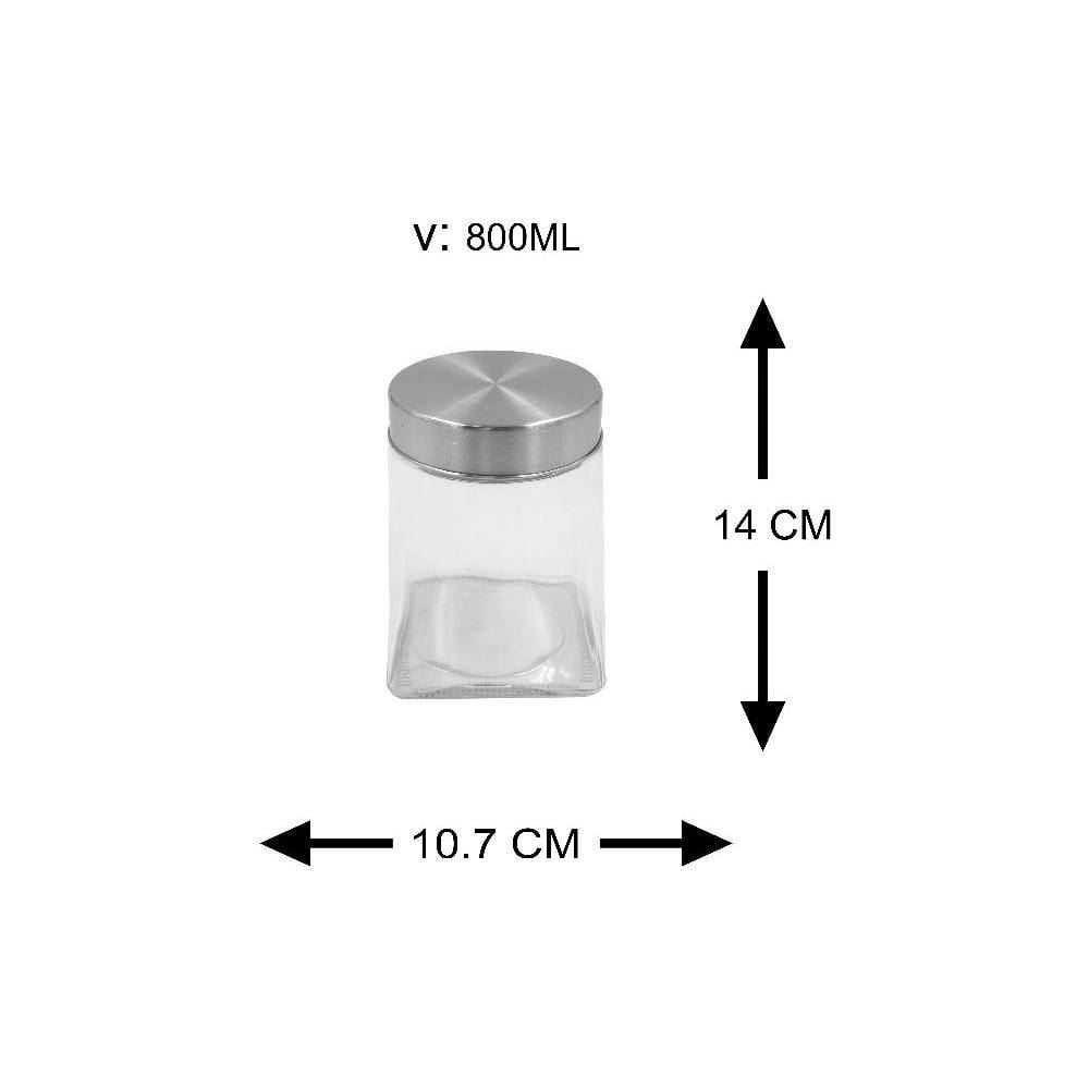 Pote Quadrado Com Tampa Em Metal Havan Casa 800Ml - Vidro