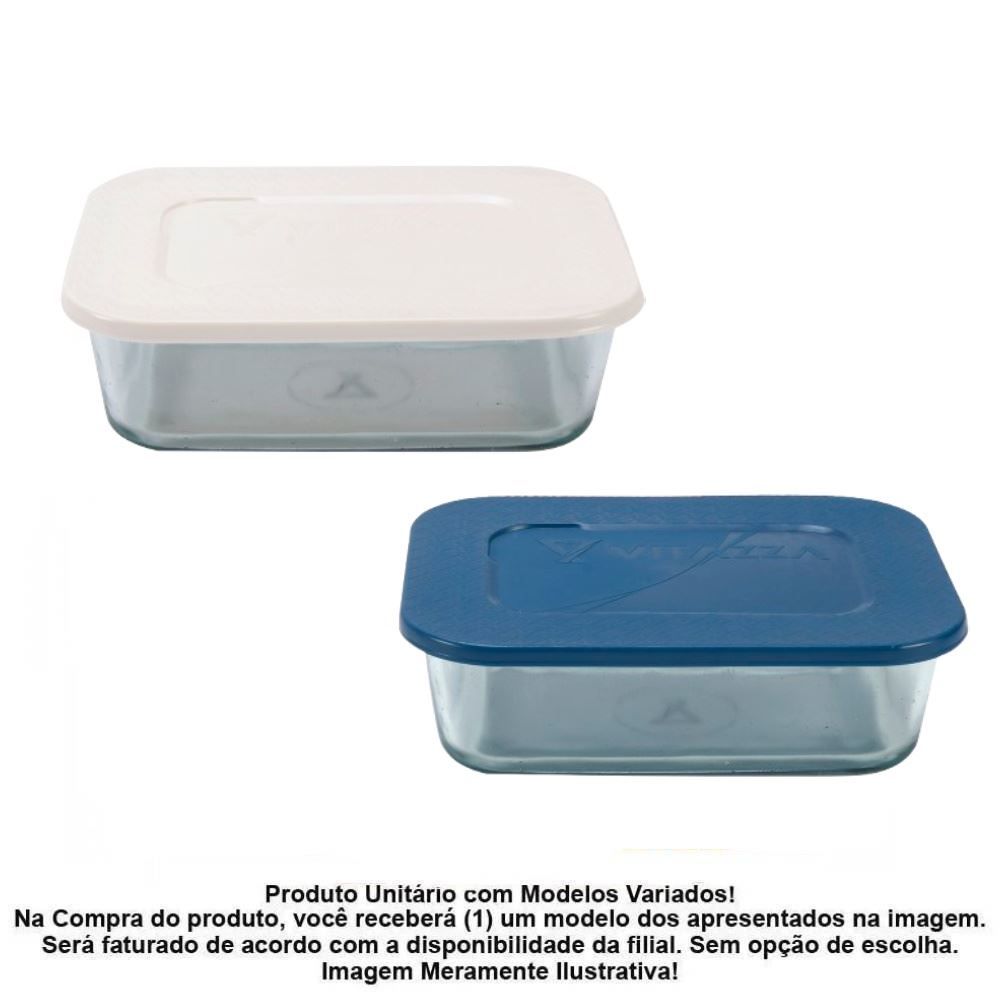 Pote De Vidro Retangular Com Tampa 1 Litro Vitazza - sortido