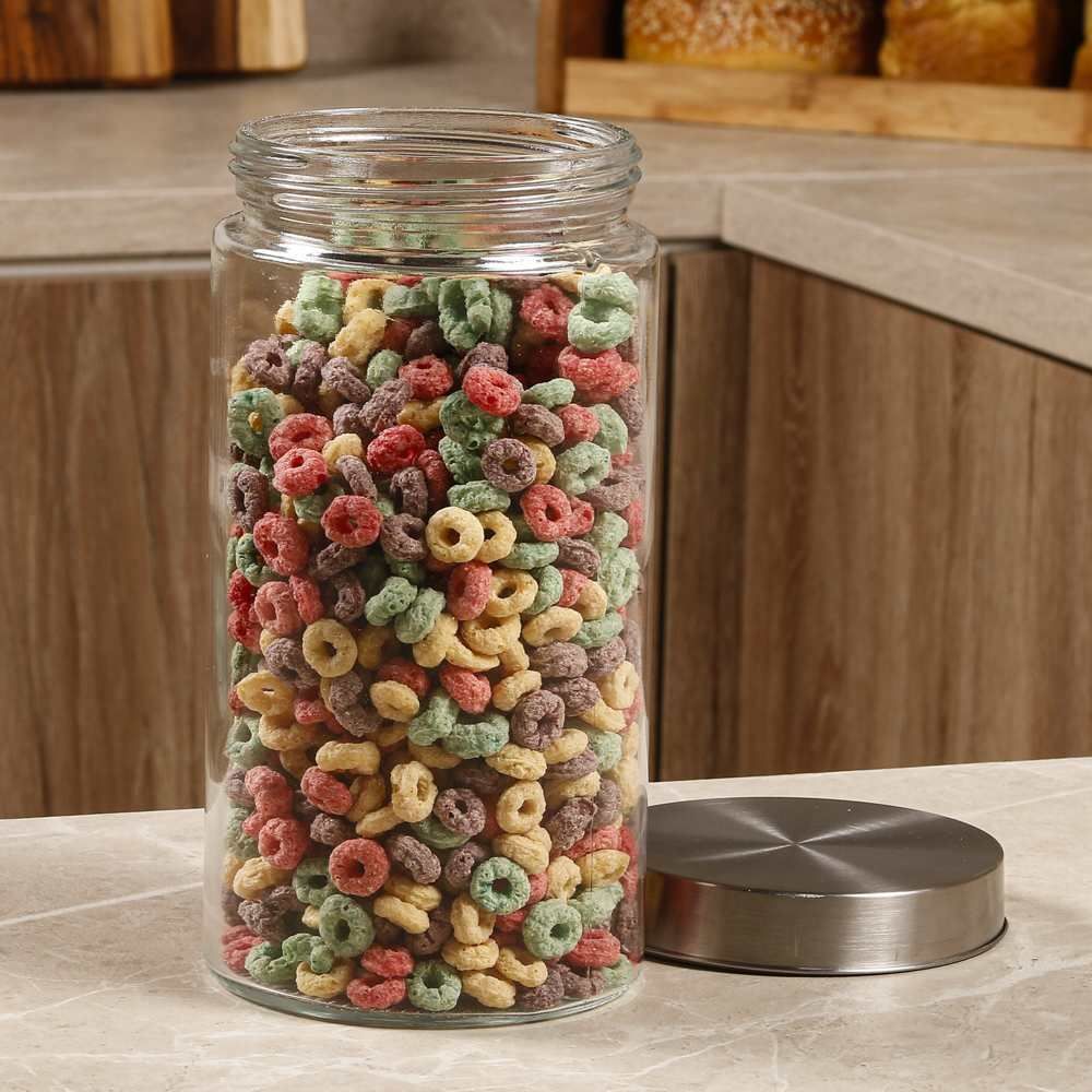 Pote Vidro Com Tampa Havan Casa 1,6 Litros - Transparente e Prata