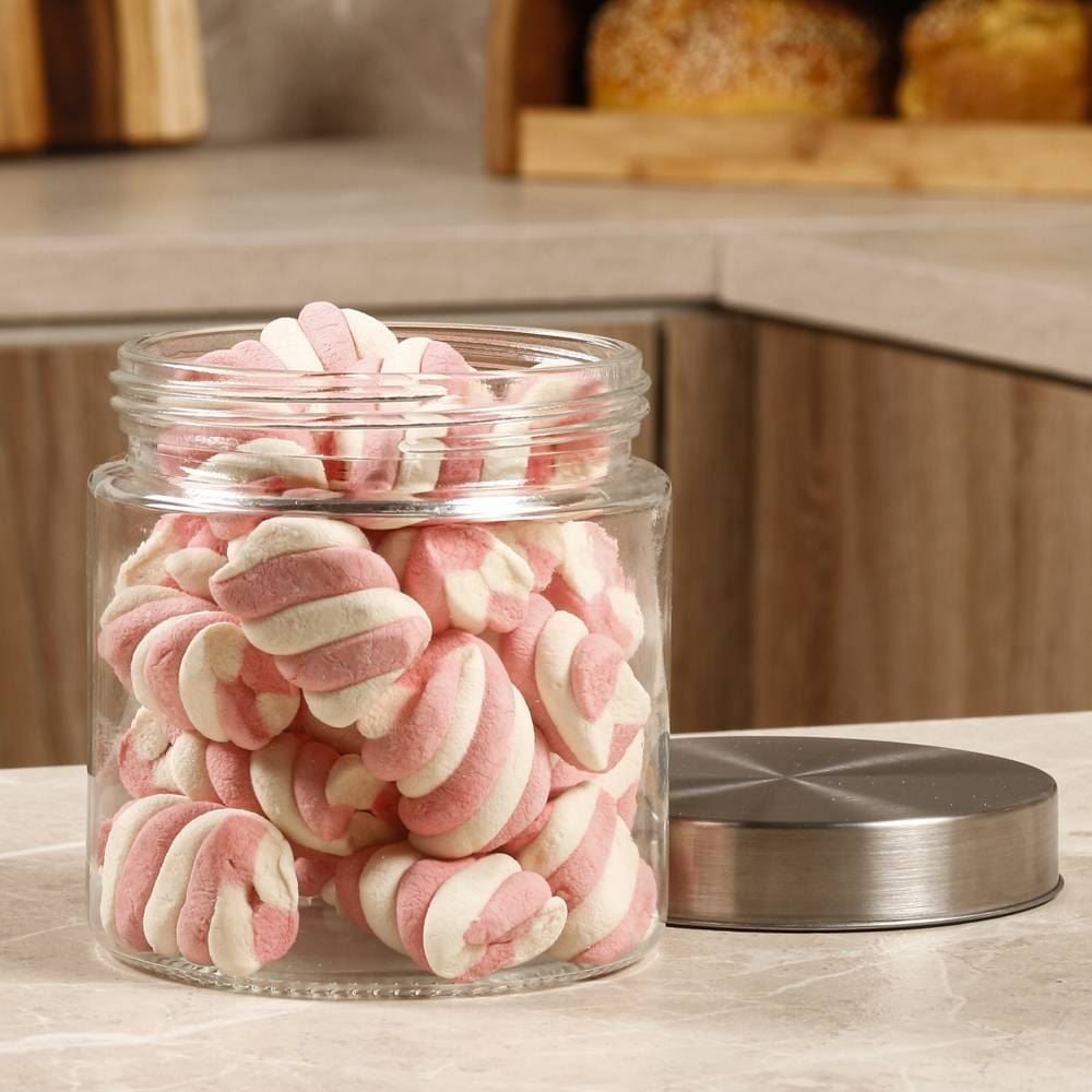 Pote Vidro Com Tampa Havan Casa 800Ml - Transparente e Prata