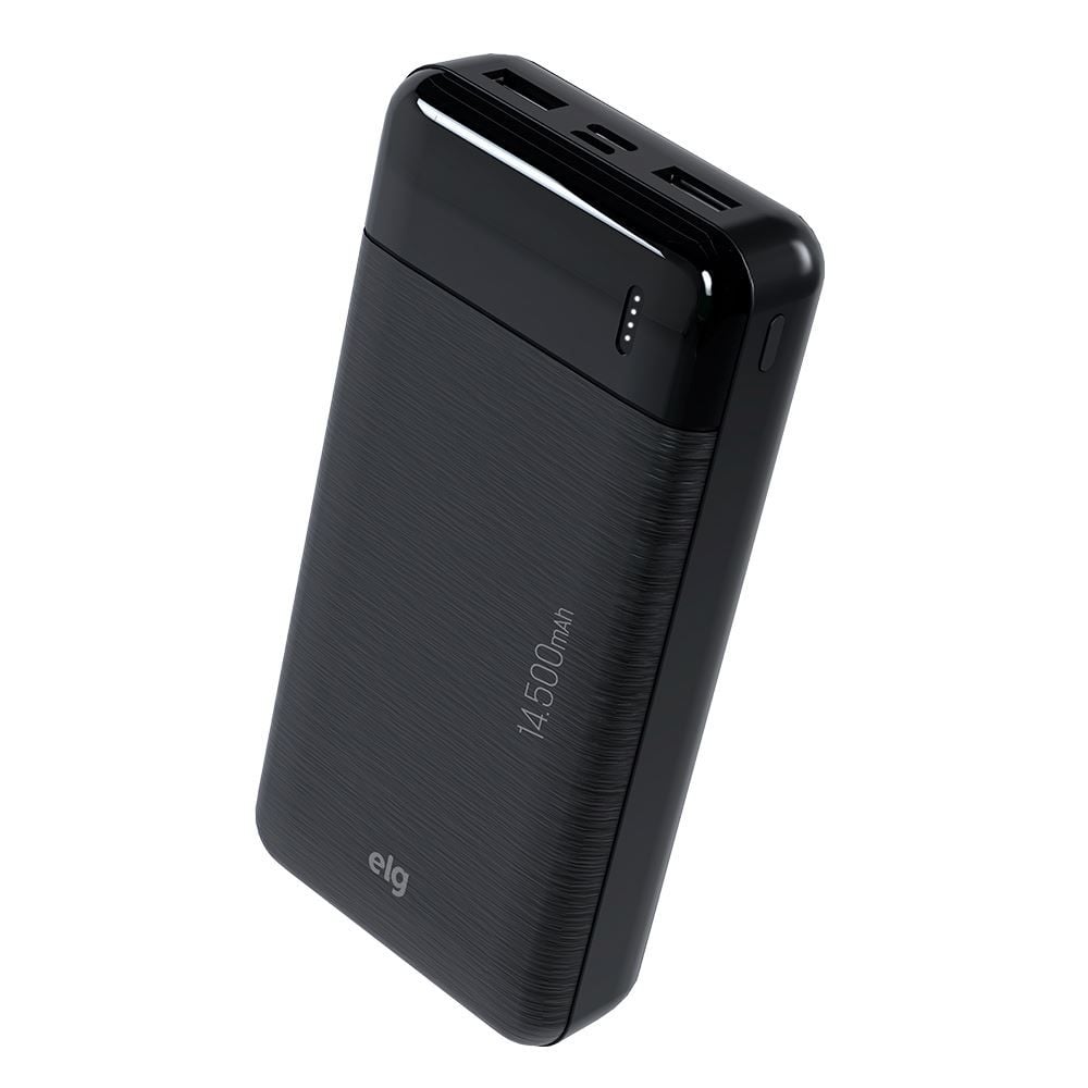 Power Bank 14500Mah com Led Indicador Elg Preto Leve e Compacto