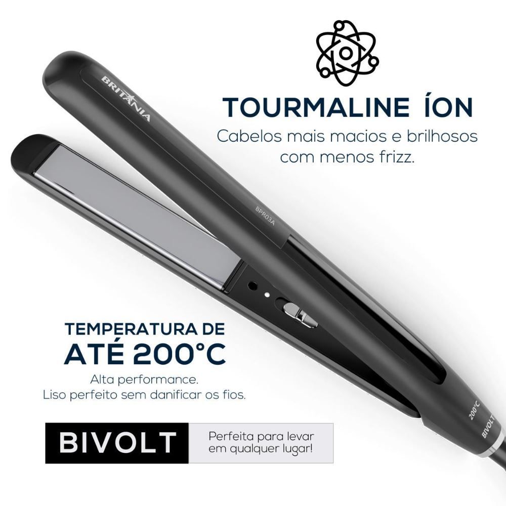 Prancha de Cabelo Britânia Bivolt 200°C Bpr03a