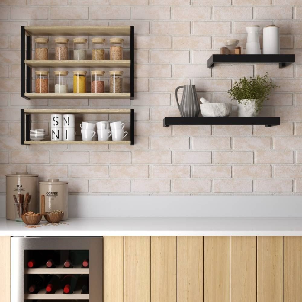 Prateleira 2 Niveis 64X20x20cm Nogueira Berlim Prat-K - Madeira