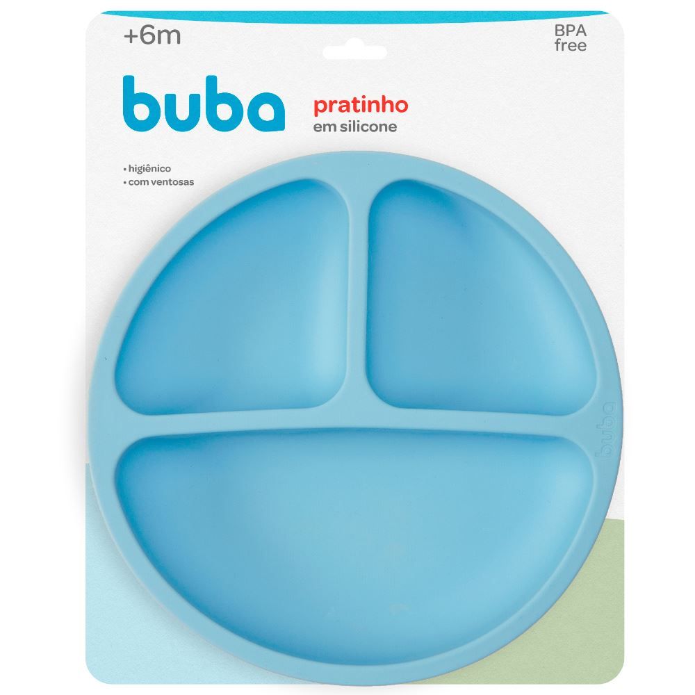 Pratinho De Silicone Com Ventosa Buba - Azul Claro