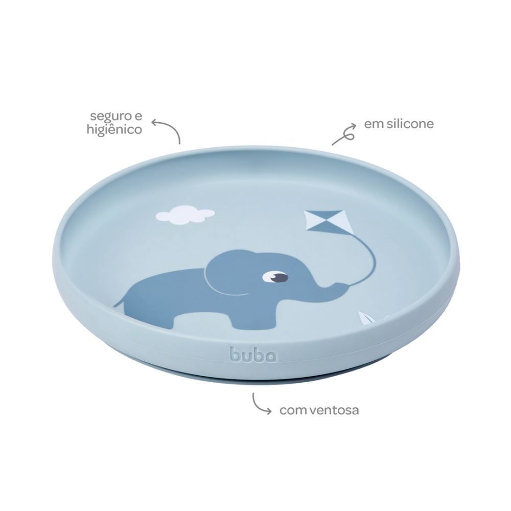 Pratinho Em Silicone Com Ventosa Cloudy Buba - Azul Claro