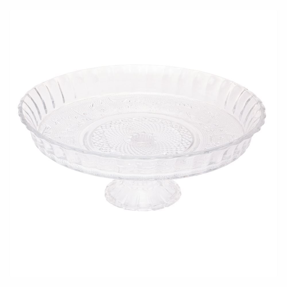 Prato De Bolo Com Pé Angel Lyor 30Cm - Vidro