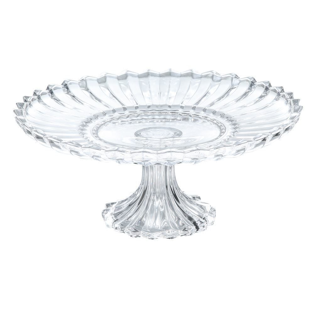Prato De Bolo Com Pé Cristal Geneva Wolff - Transparente