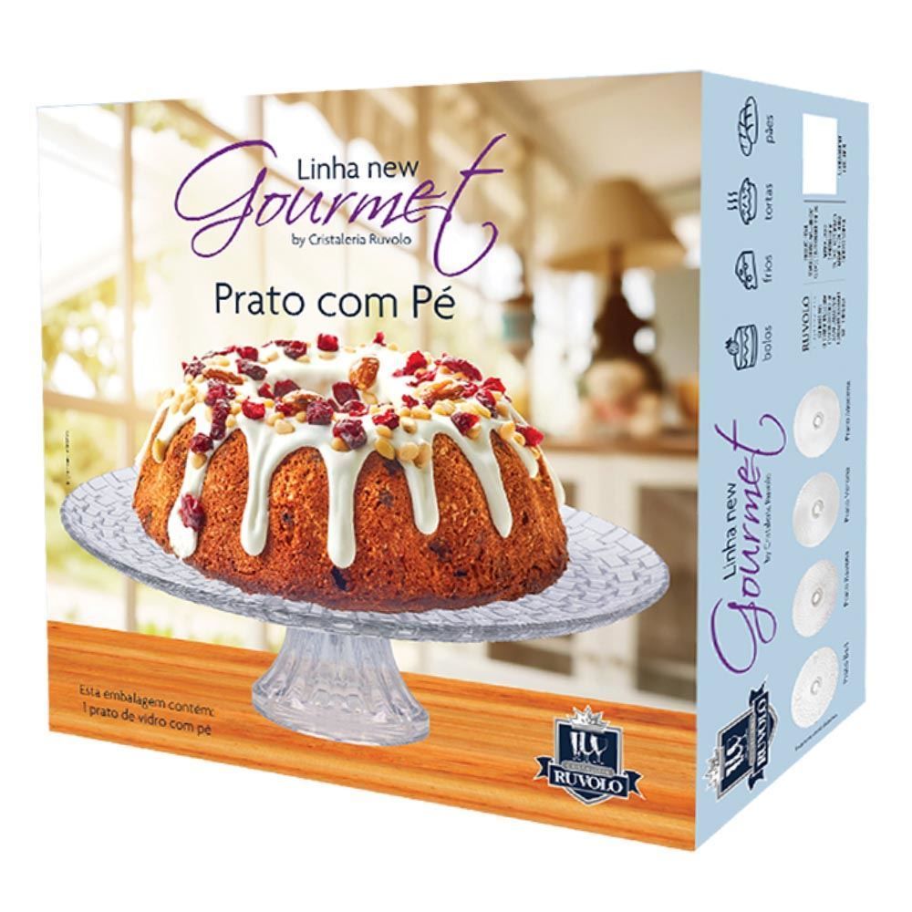 Prato De Bolo De Vidro Com Pé Gourmet Ruvolo - 452201