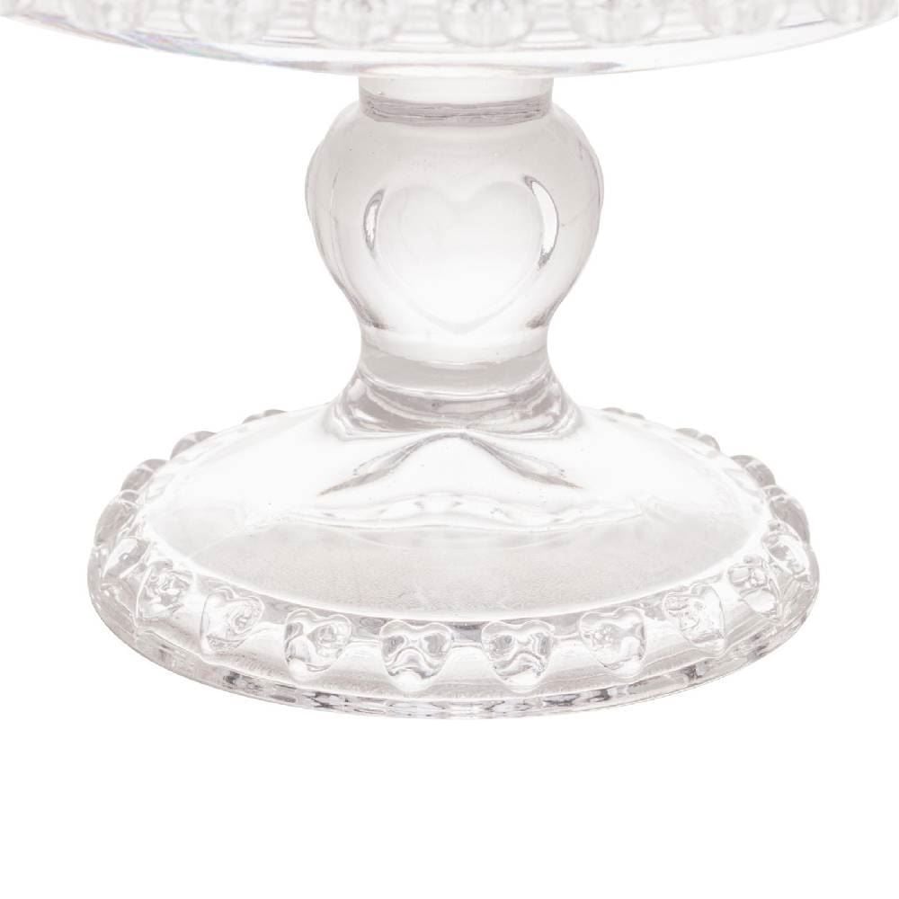 Prato de Bolo Redondo com Pé Lyor Cristal Coração - Transparente
