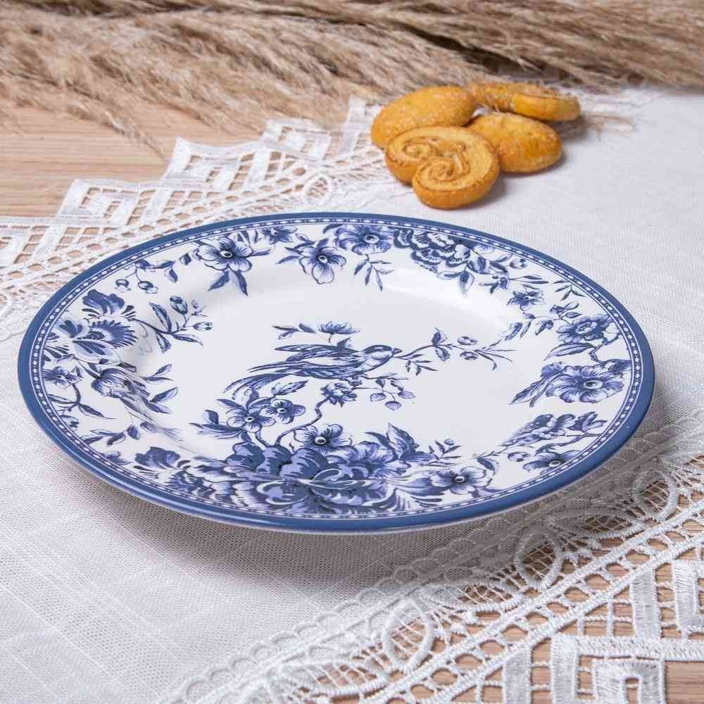 Prato De Sobremesa Alleanza Chinese Garden - Flat Branco e Azul