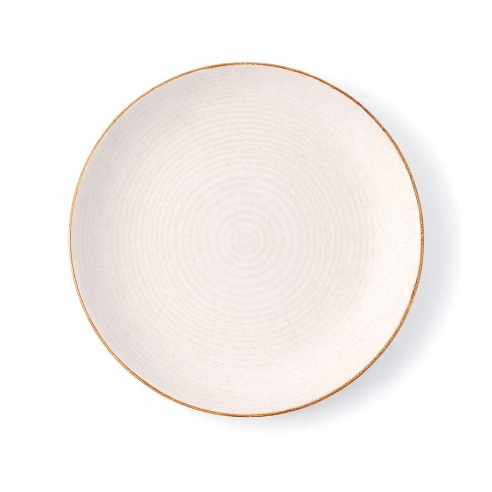 Prato de Sobremesa Cerâmica Naturalle Havan Casa 21Cm - Bege Brilhoso