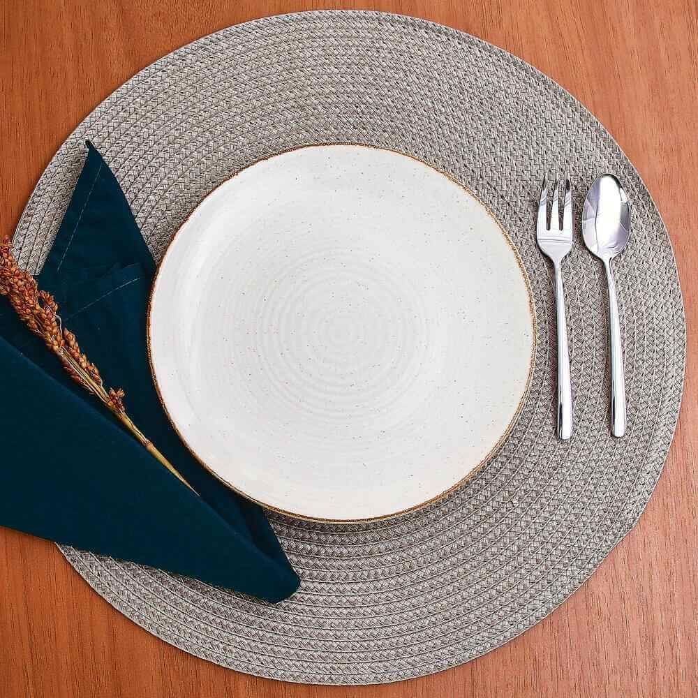 Prato De Sobremesa Cerâmica Naturalle Havan Casa 21Cm - Bege Brilhoso