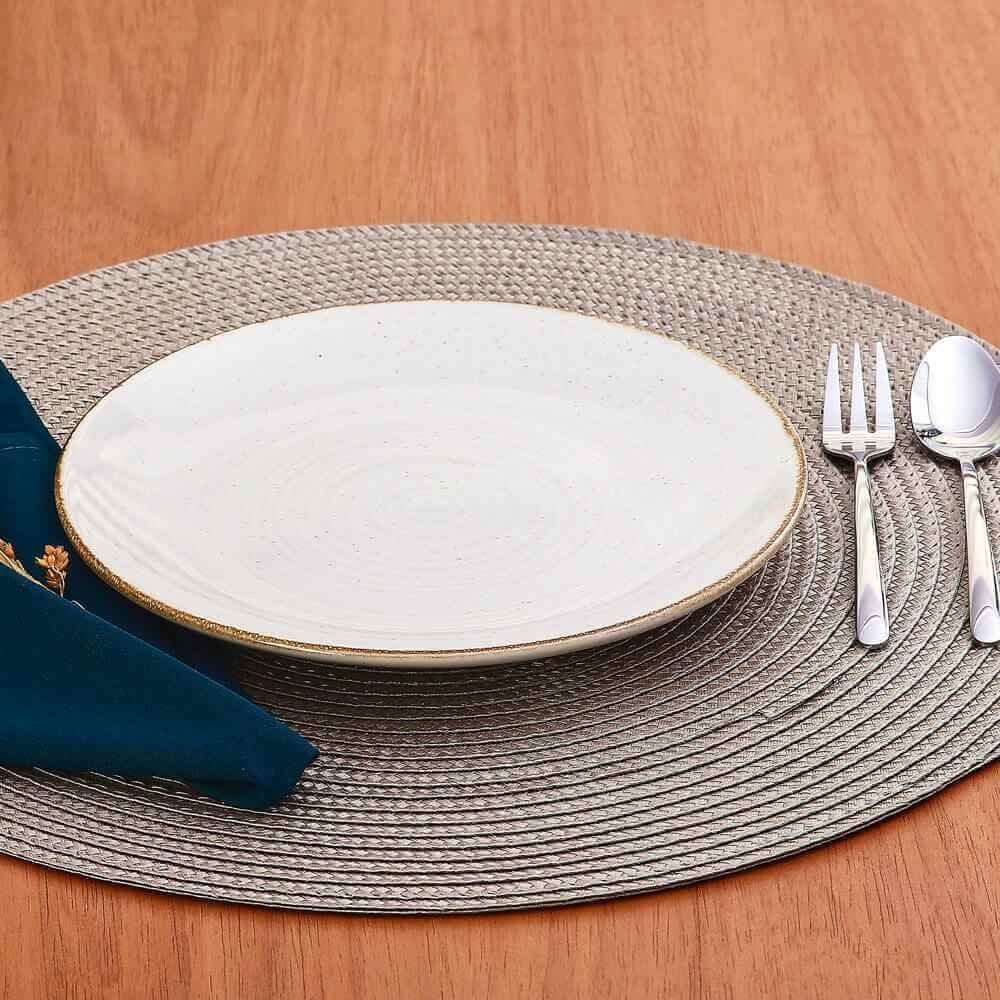 Prato De Sobremesa Cerâmica Naturalle Havan Casa 21Cm - Bege Brilhoso