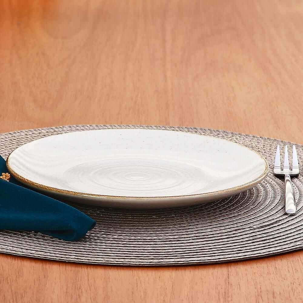 Prato De Sobremesa Cerâmica Naturalle Havan Casa 21Cm - Bege Brilhoso