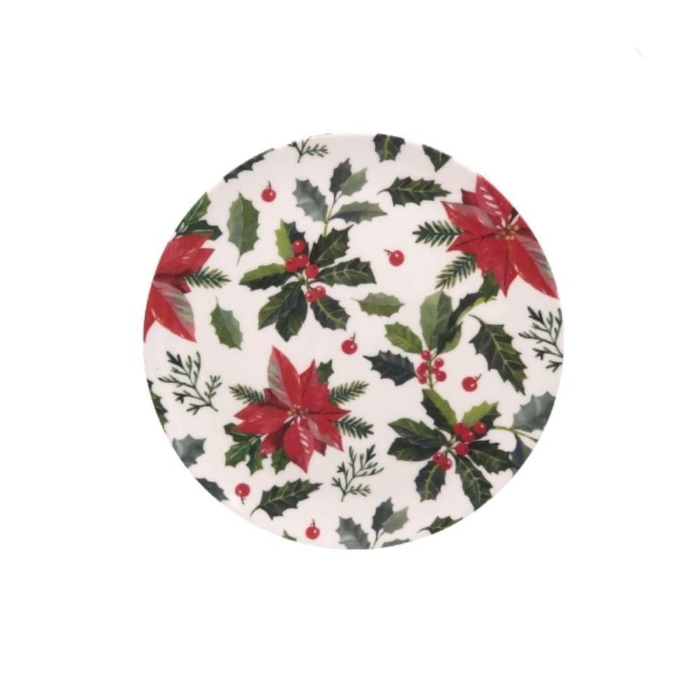 Prato de Sobremesa Natal Floral Havan Casa 20Cm - Sortido