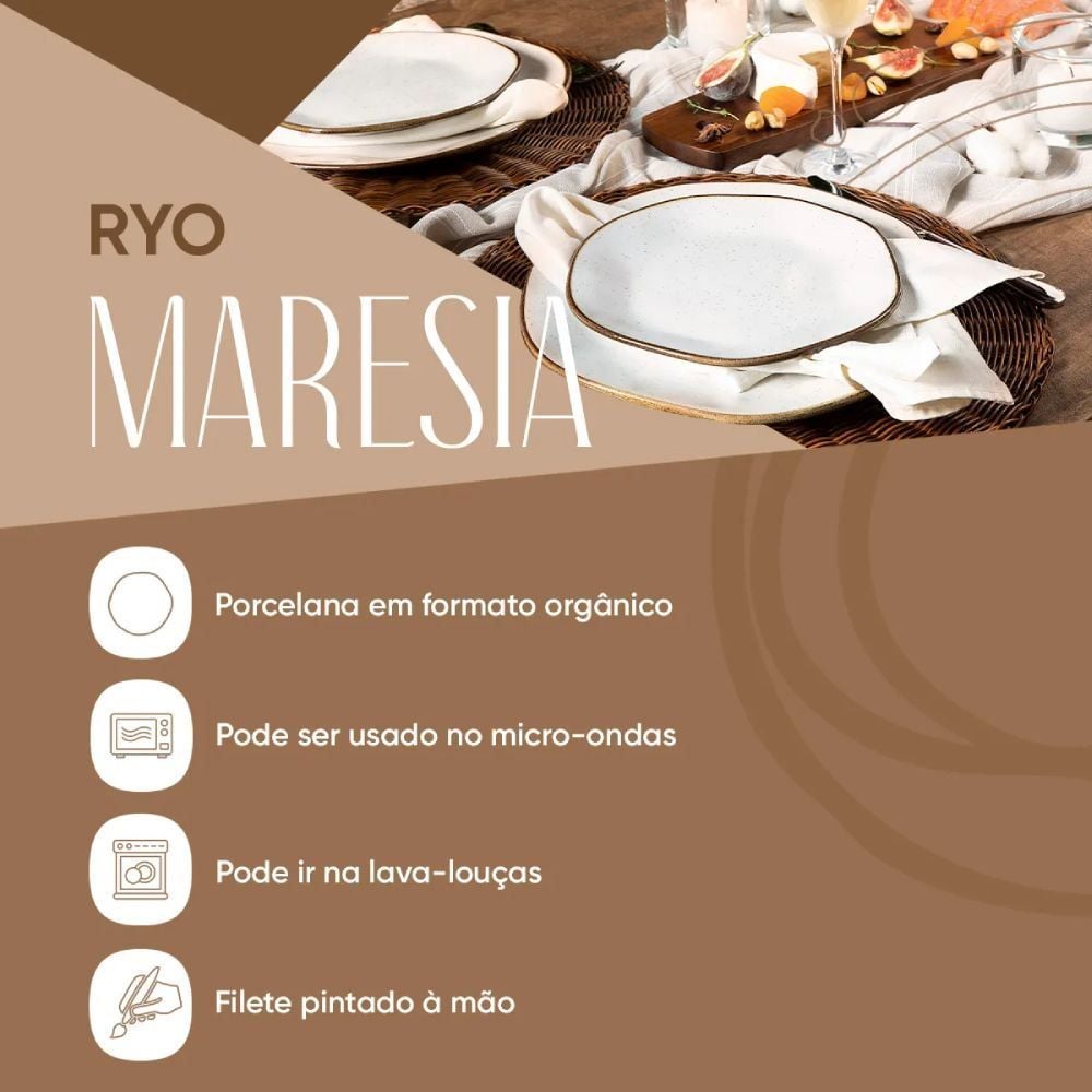 Prato De Sobremesa Ryo Maresia Oxford 21,5Cm - Porcelana