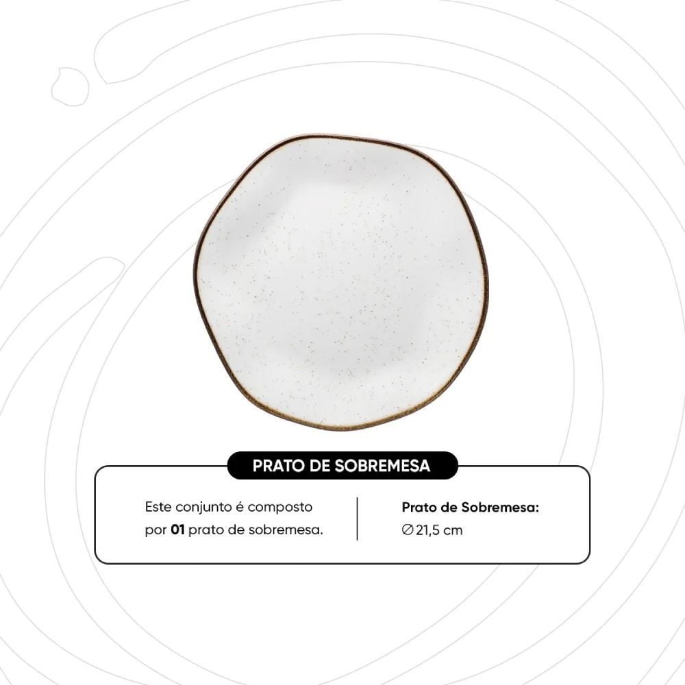 Prato De Sobremesa Ryo Maresia Oxford 21,5Cm - Porcelana