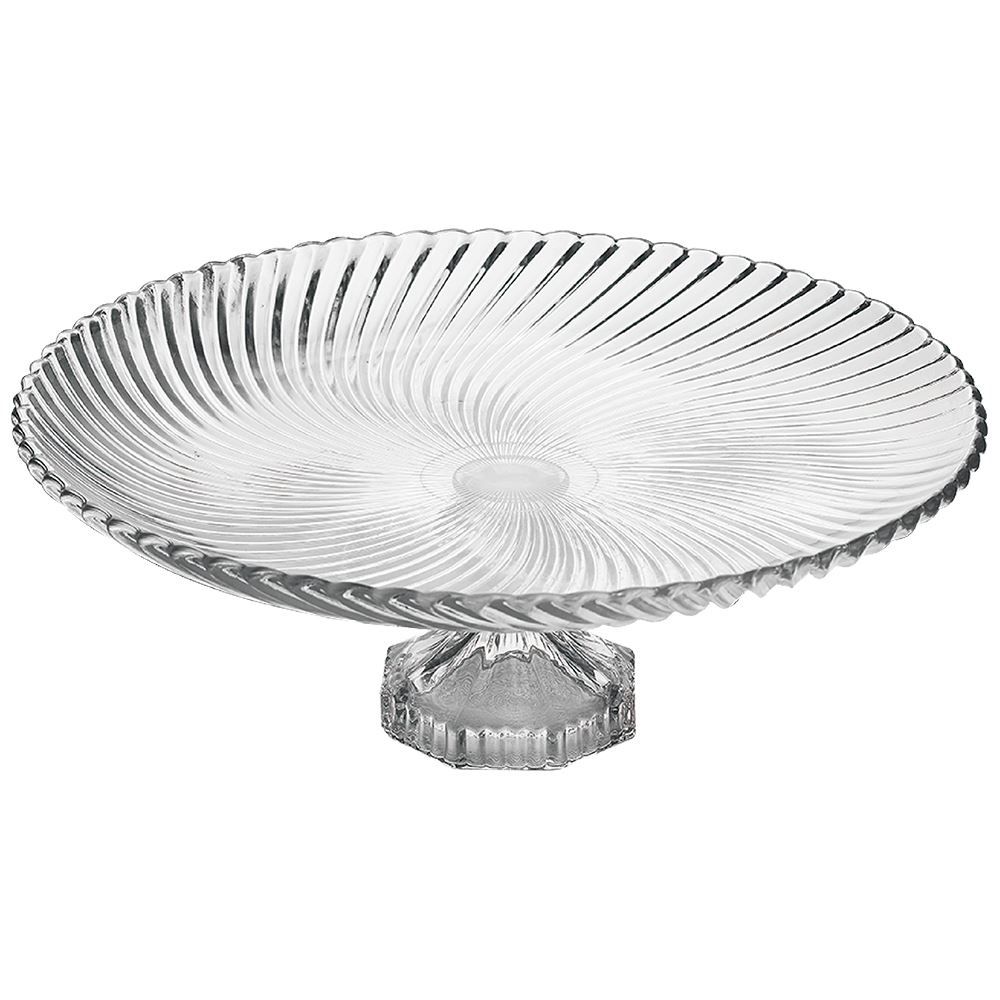 Prato De Vidro Com Pé Vitrum Em Casa Tem Glass 33Cm - Inga