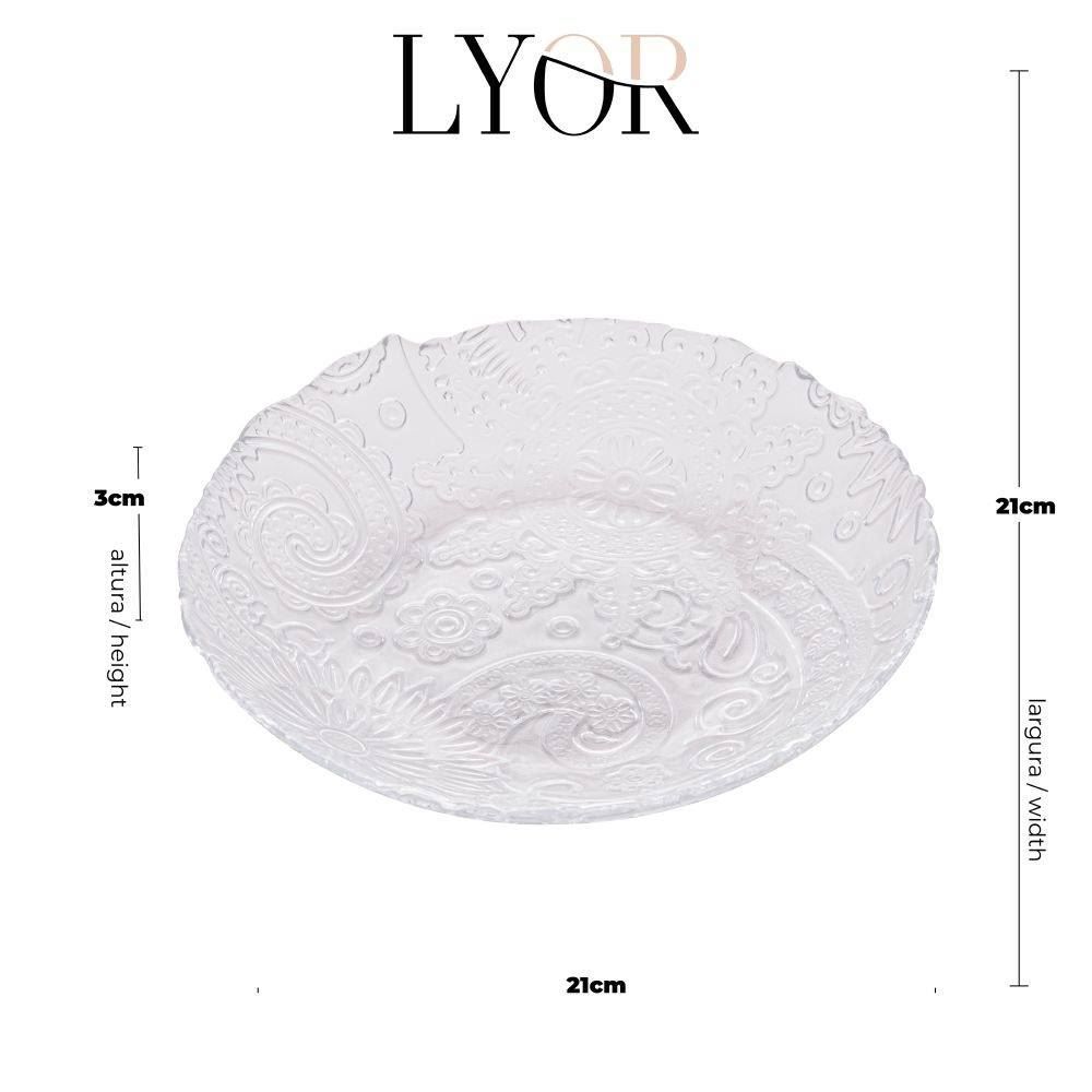 Prato Fundo Em Vidro Lyor 21Cm - Transparente