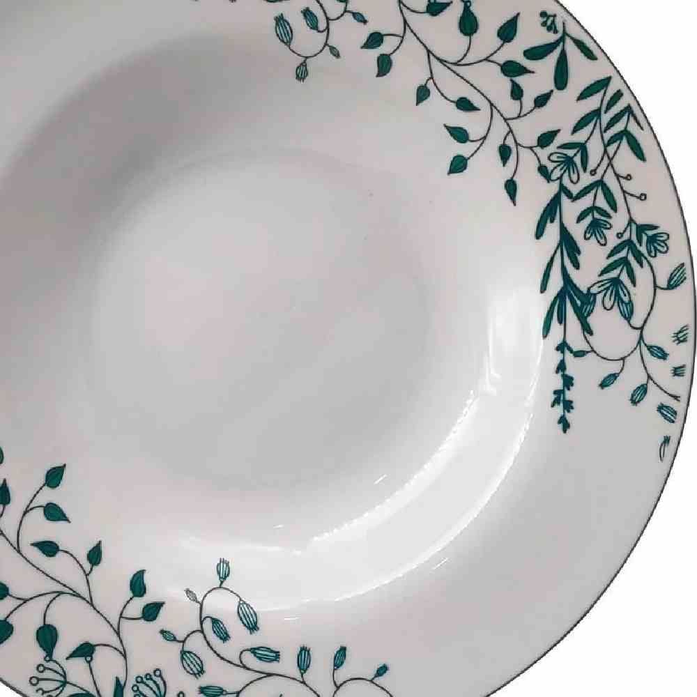 Prato Fundo Aurora Havan Casa 23Cm - Branco e Verde
